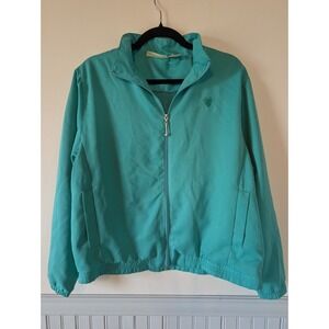 Womens Golf Windbreaker Medium Teal Preppy Tennis Pickleball Country Club 90s